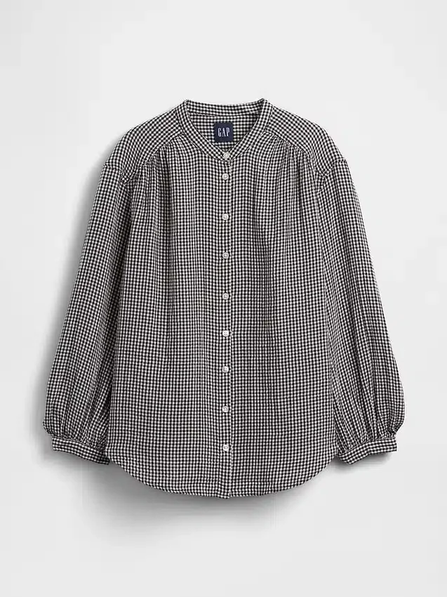 Camisas oversize sin cuello de gasa de algodón