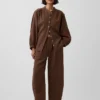 Camisas oversize sin cuello de gasa de algodón