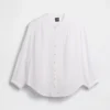 Camisas oversize sin cuello de gasa de algodón