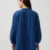 Camisas oversize sin cuello de gasa de algodón vaquero