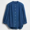 Camisas oversize sin cuello de gasa de algodón vaquero