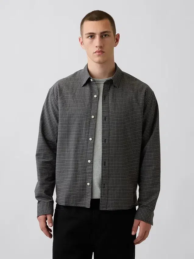 Camisas Oxford de corte relajado y largo corto con dobladillo recto
