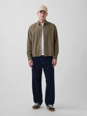 Camisas Oxford de corte relajado y largo corto con dobladillo recto