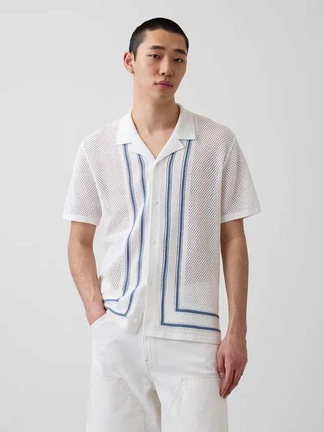 Camisas tipo jersé con cuello «Camp» a rayas