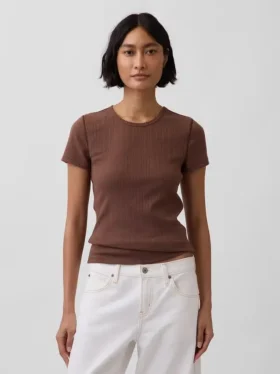 Camiseña de cuello redondo con punto pointelle