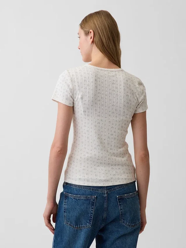 Camiseña de cuello redondo con punto pointelle