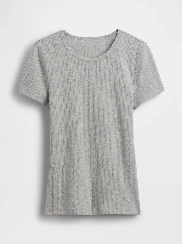 Camiseña de cuello redondo con punto pointelle