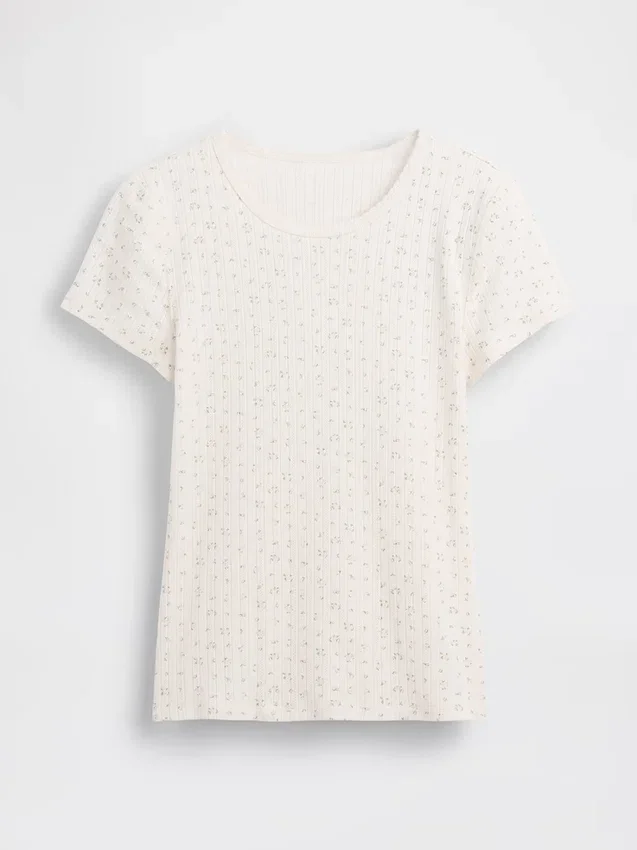 Camiseña de cuello redondo con punto pointelle