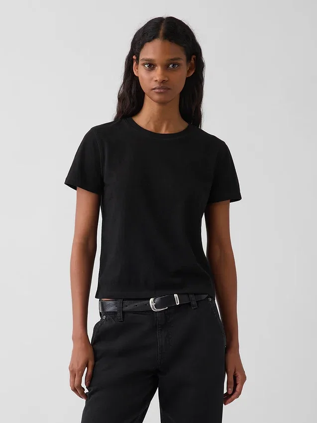 Camiseta 100 % algodón con efecto encogido auténtico