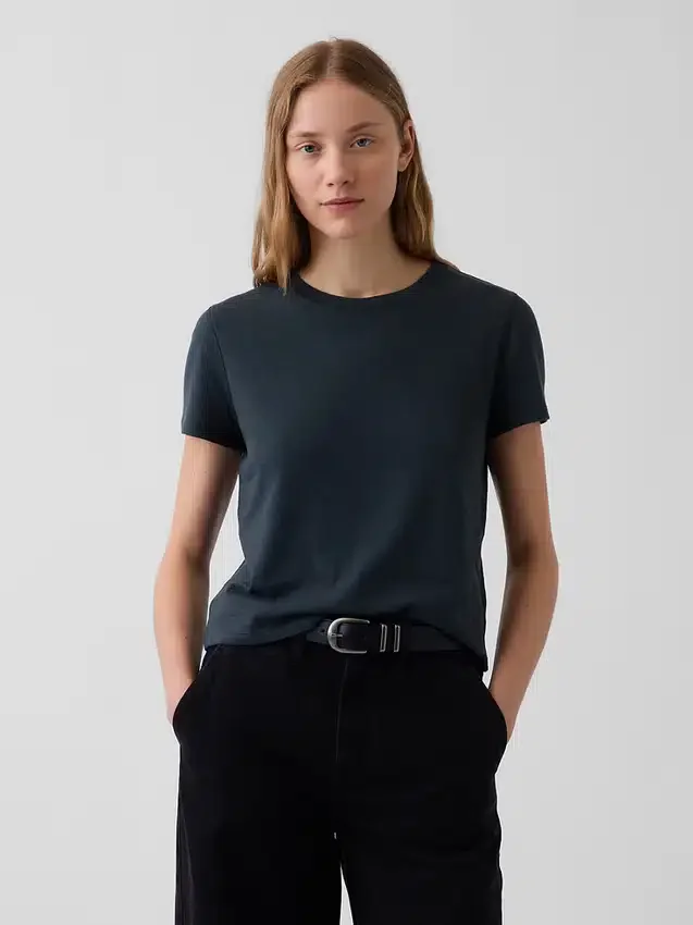 Camiseta 100 % algodón con efecto encogido auténtico