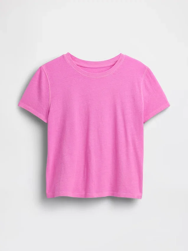 Camiseta 100 % algodón con efecto encogido auténtico