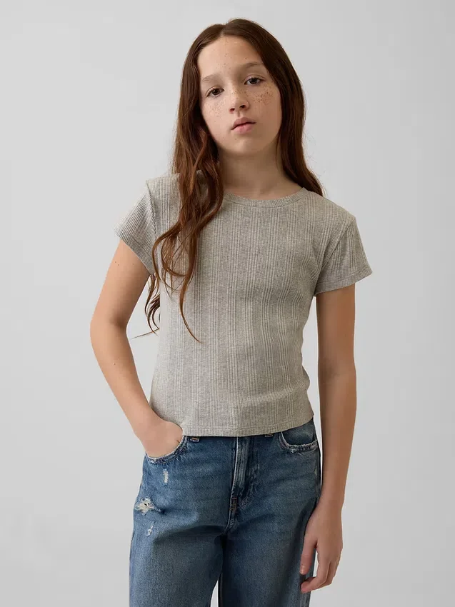 Camiseta ajustada de niño con canalé multicolor