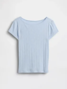 Camiseta ajustada de punto acanalado con punto calado para niños