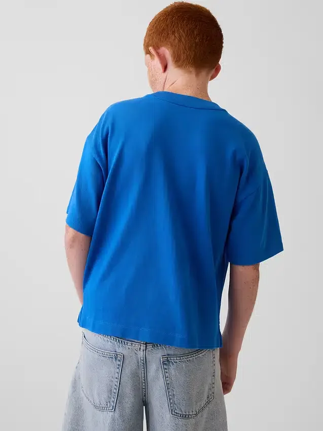 Camiseta azul para niños «Relaxed Logo»