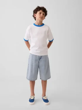Camiseta azul para niños «Relaxed Logo»