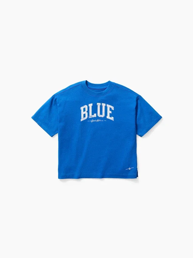 Camiseta azul para niños «Relaxed Logo»