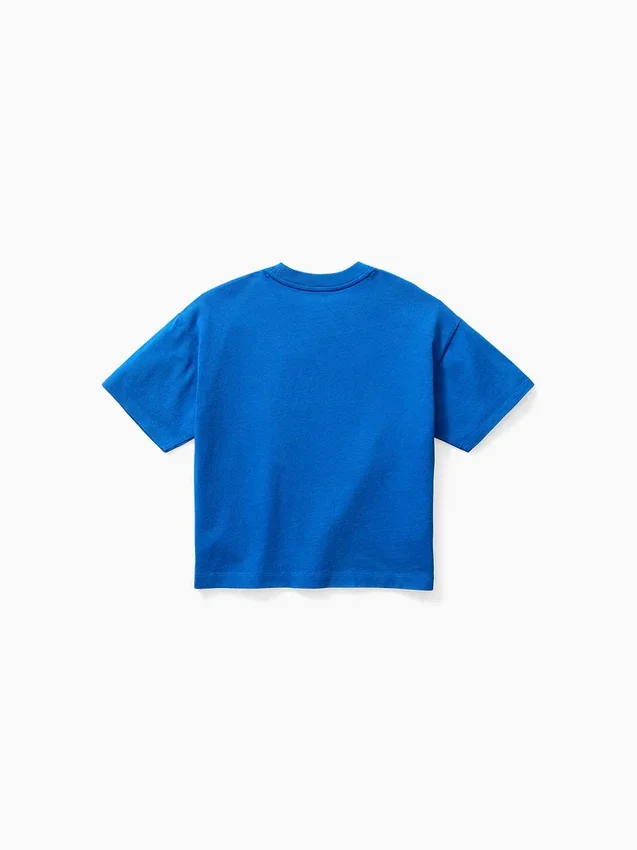 Camiseta azul para niños «Relaxed Logo»