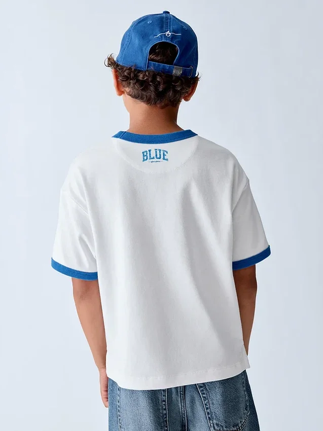 Camiseta azul para niños «Relaxed Logo»