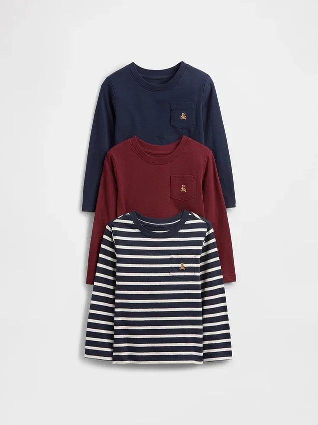 Camiseta con bolsillo para bebés y niños, combinable