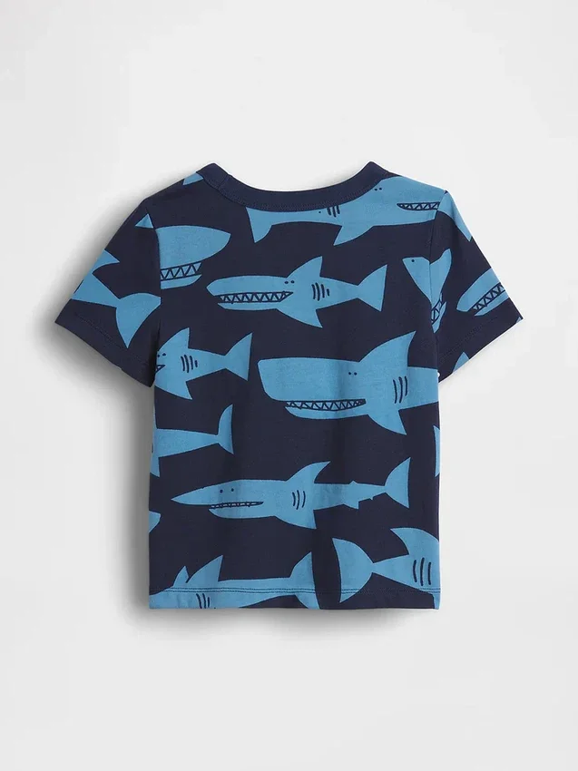 Camiseta con bolsillo y estampado combinable para bebés y niños