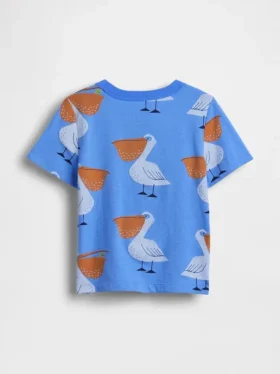 Camiseta con bolsillo y estampado combinable para bebés y niños