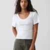 Camiseta con cuello redondo acanalado