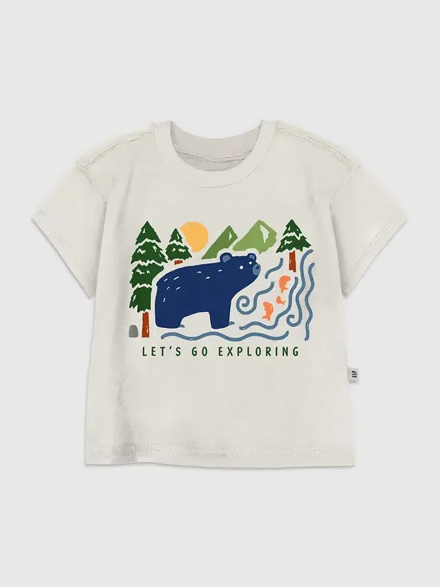 Camiseta con diseño de oso en el bosque para niños pequeños