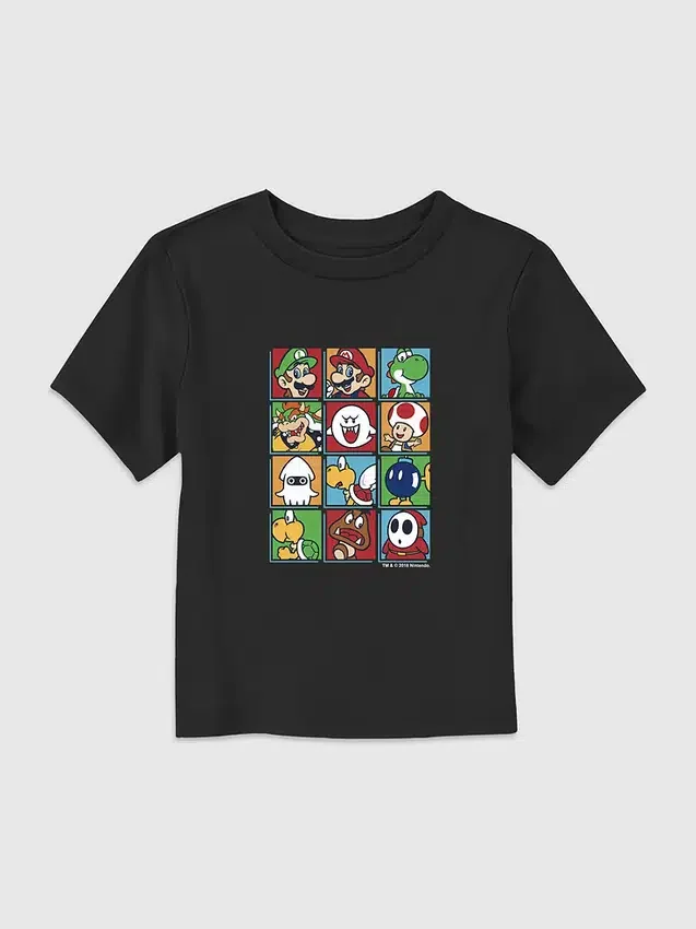 Camiseta con diseño de personajes de Nintendo en caja para niños pequeños
