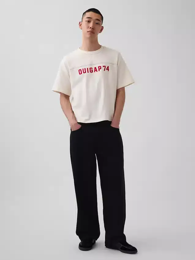 Camiseta corta de jersé grueso con logotipo de Ouigap