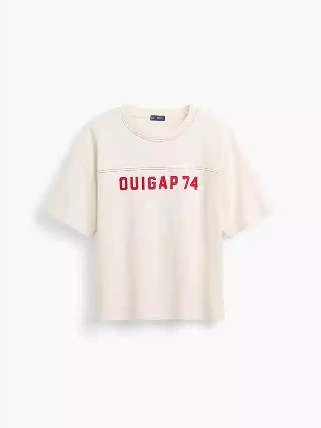 Camiseta corta de jersé grueso con logotipo de Ouigap