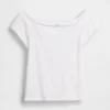 Camiseta corta de jersey de punto tupido con hombros al aire