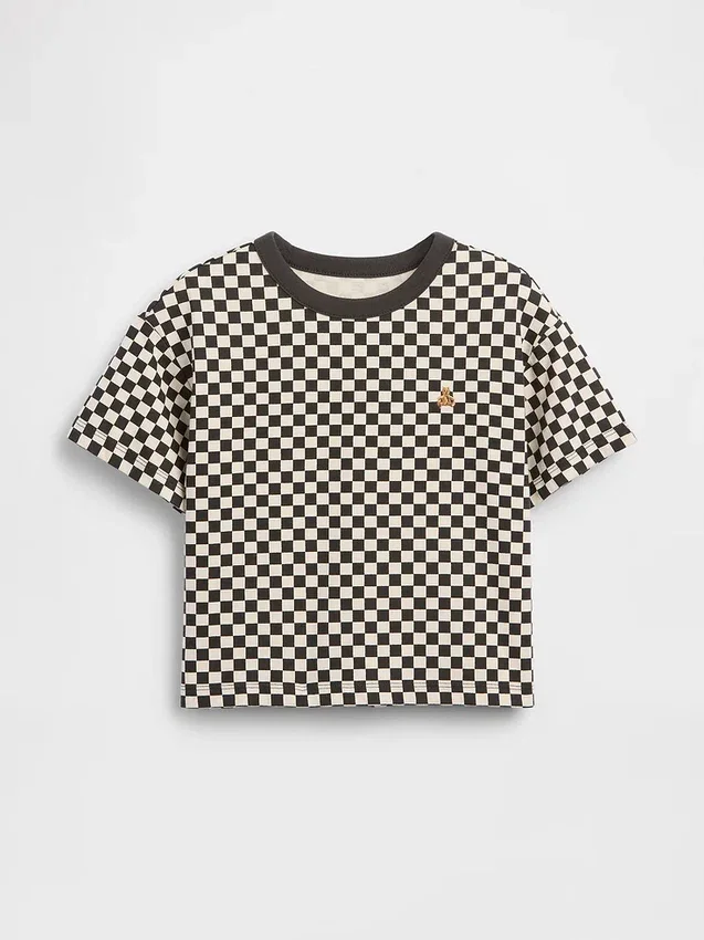 Camiseta cuadrada a cuadros para bebés y niños pequeños