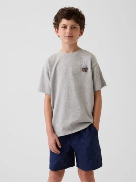 Camiseta de algodón grueso con corte holgado y Gap Logo para niños