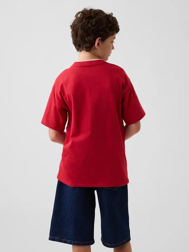 Camiseta de algodón grueso con corte holgado y Gap Logo para niños
