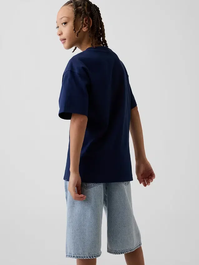 Camiseta de algodón grueso con corte holgado y Gap Logo para niños