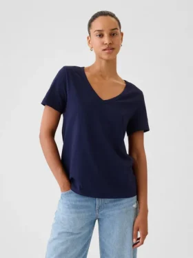 Camiseta de algodón orgánico Vintagesoft con cuello en V