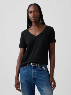 Camiseta de algodón orgánico Vintagesoft con cuello en V
