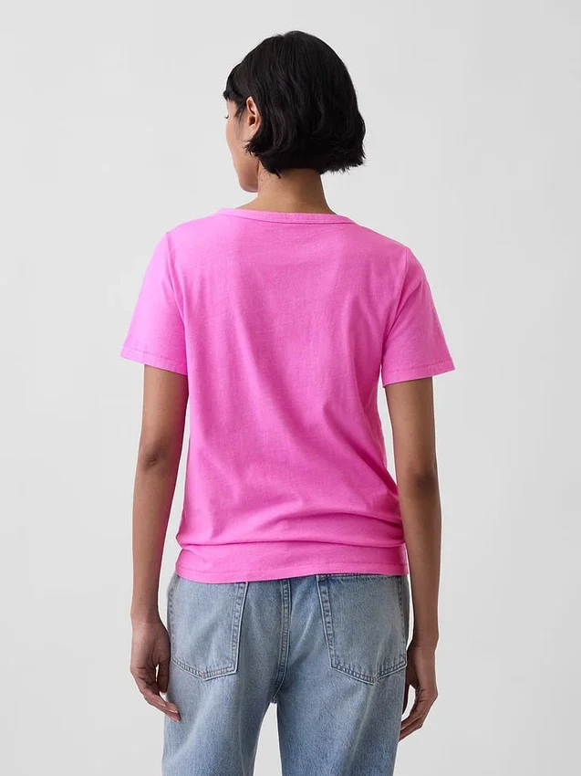 Camiseta de algodón orgánico Vintagesoft con cuello en V
