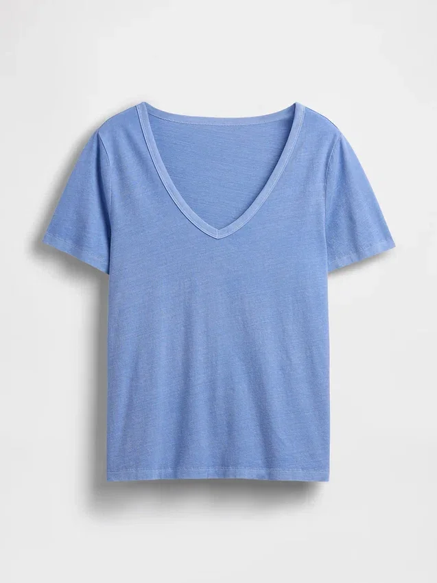 Camiseta de algodón orgánico Vintagesoft con cuello en V
