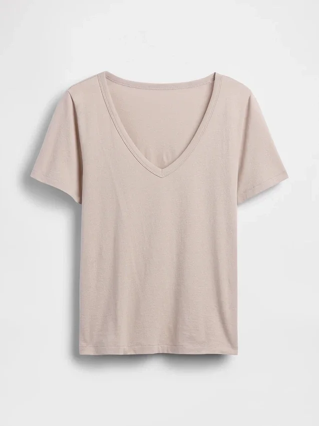 Camiseta de algodón orgánico Vintagesoft con cuello en V