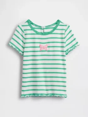 Camiseta de canalé bordada para bebés y niños pequeños
