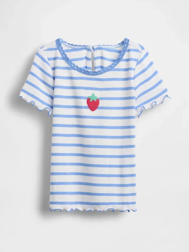 Camiseta de canalé bordada para bebés y niños pequeños