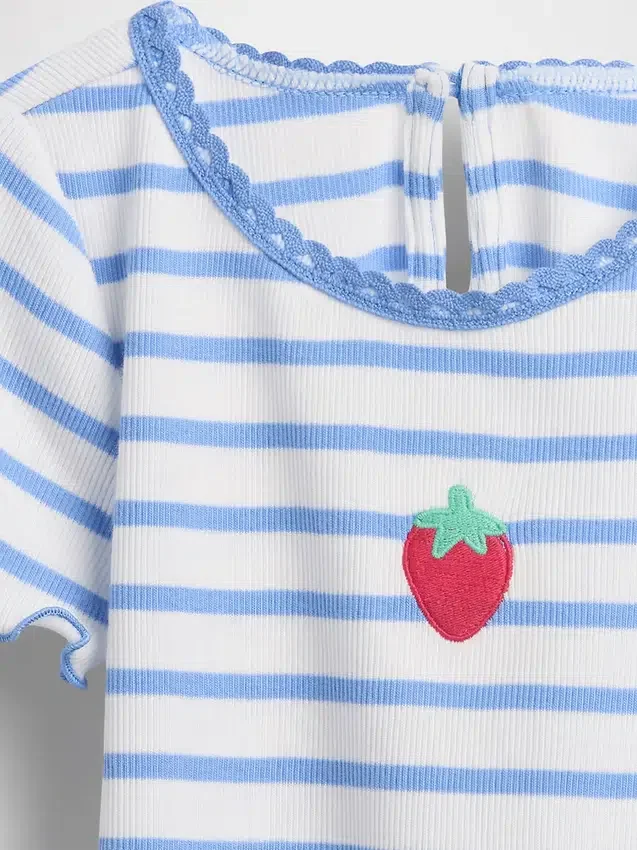 Camiseta de canalé bordada para bebés y niños pequeños