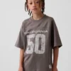 Camiseta de jersey con estampado oversize de malla para niños