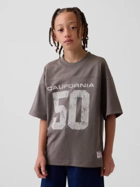 Camiseta de jersey con estampado oversize de malla para niños