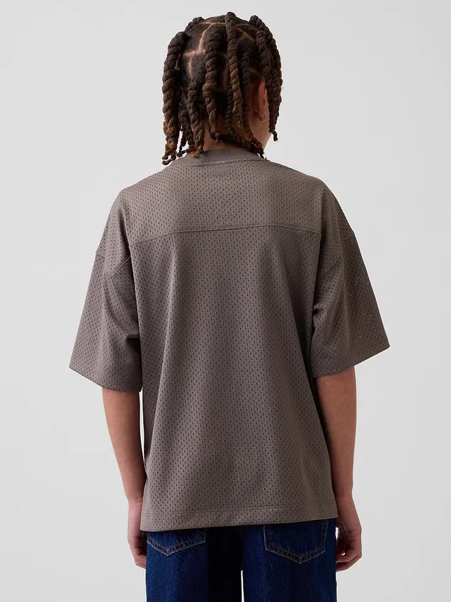 Camiseta de jersey con estampado oversize de malla para niños