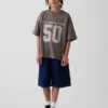 Camiseta de jersey con estampado oversize de malla para niños