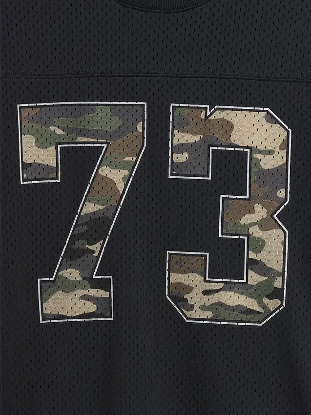 Camiseta de jersey con estampado oversize de malla para niños