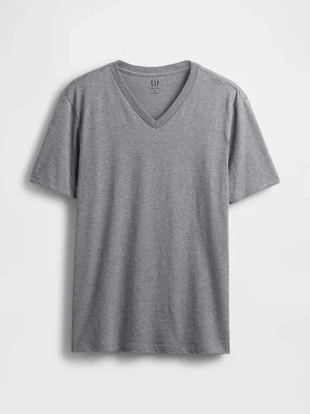 Camiseta de jersey de algodón con cuello en V