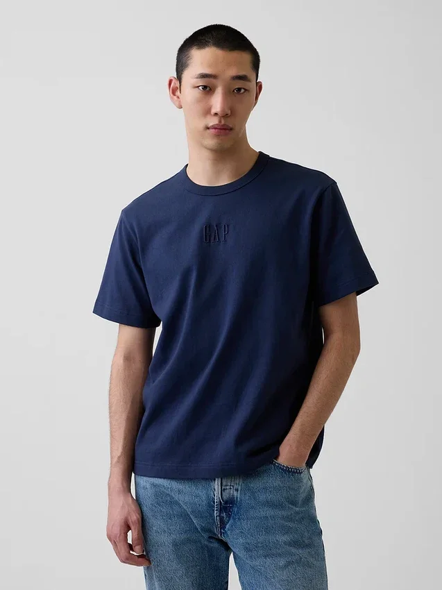 Camiseta de logo holgada de peso pesado para adultos